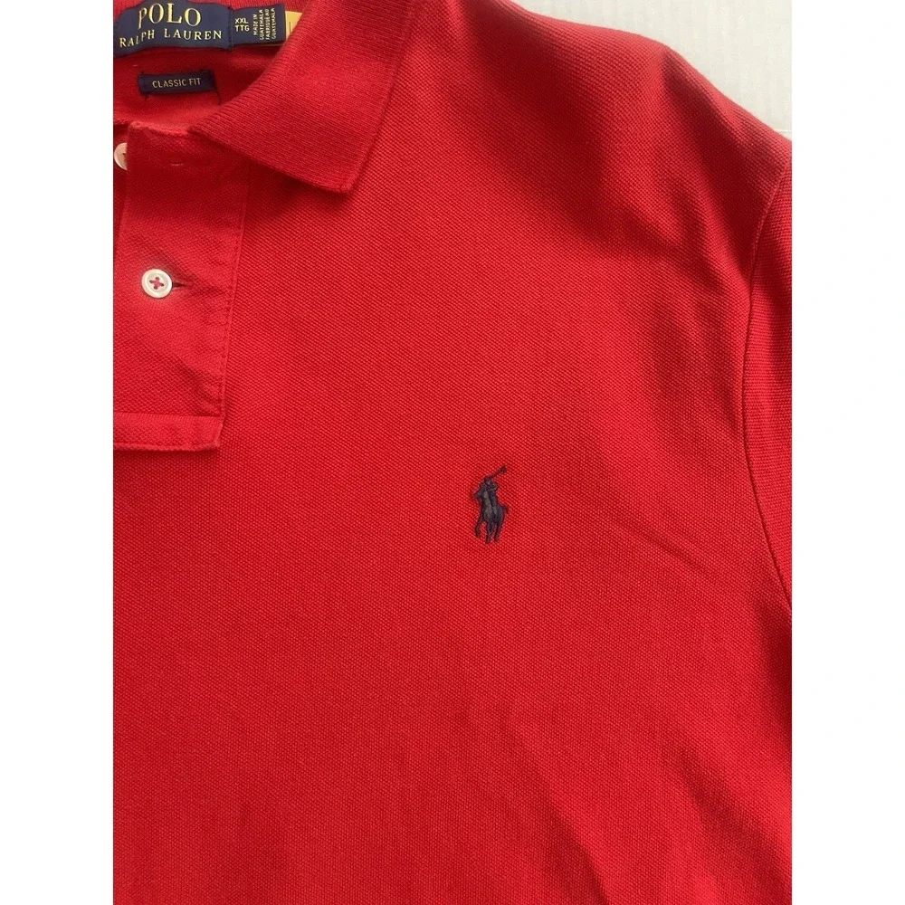 Polo Ralph Lauren Mens Size 2XLT tall Polo Shirt short Sleeve Red 100% Cotton